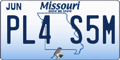 MO license plate PL4S5M
