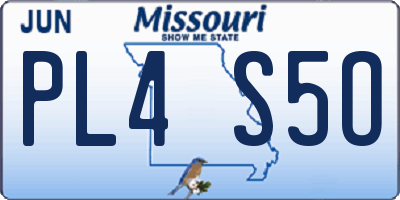 MO license plate PL4S5O