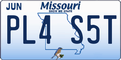MO license plate PL4S5T