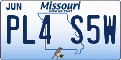 MO license plate PL4S5W