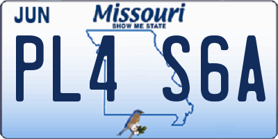 MO license plate PL4S6A