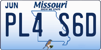 MO license plate PL4S6D