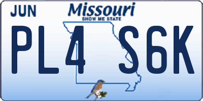 MO license plate PL4S6K