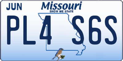 MO license plate PL4S6S