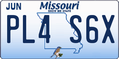 MO license plate PL4S6X