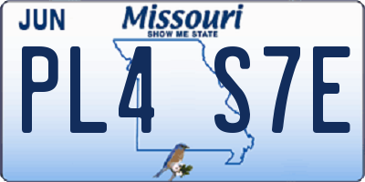 MO license plate PL4S7E