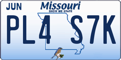 MO license plate PL4S7K