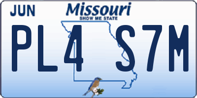 MO license plate PL4S7M