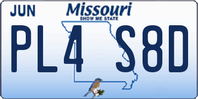 MO license plate PL4S8D