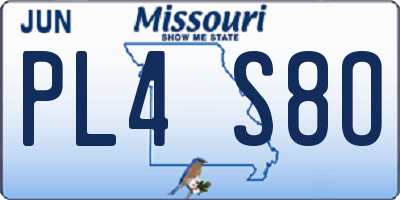 MO license plate PL4S8O