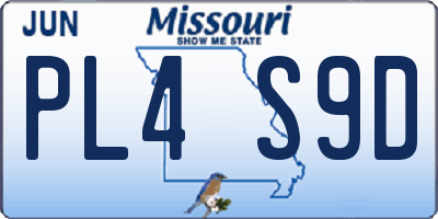 MO license plate PL4S9D
