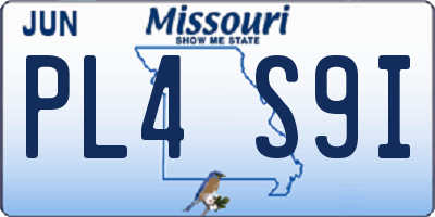 MO license plate PL4S9I