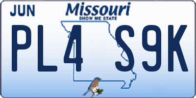 MO license plate PL4S9K