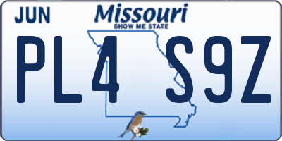 MO license plate PL4S9Z