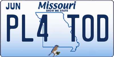 MO license plate PL4T0D