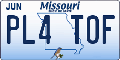 MO license plate PL4T0F