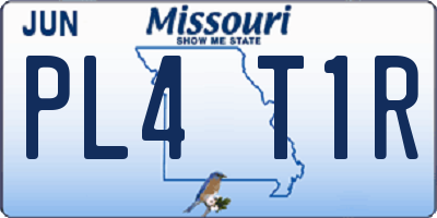 MO license plate PL4T1R