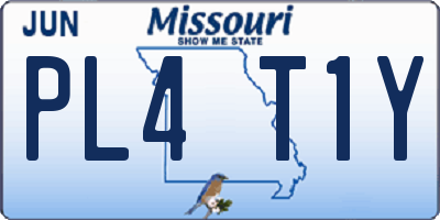 MO license plate PL4T1Y