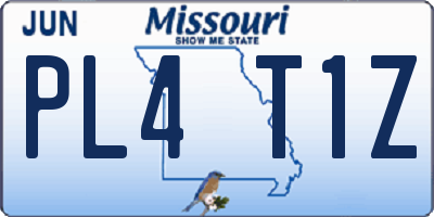 MO license plate PL4T1Z