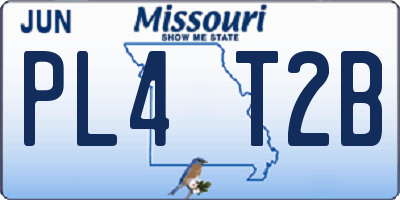 MO license plate PL4T2B