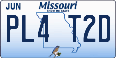 MO license plate PL4T2D