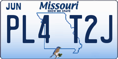 MO license plate PL4T2J