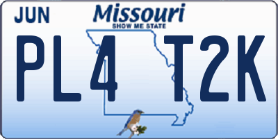 MO license plate PL4T2K