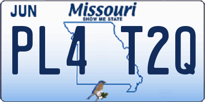 MO license plate PL4T2Q