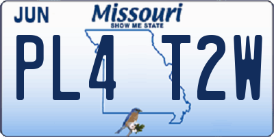 MO license plate PL4T2W
