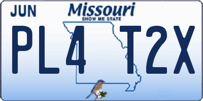 MO license plate PL4T2X