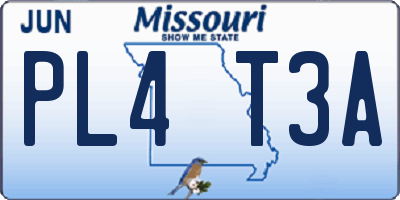 MO license plate PL4T3A