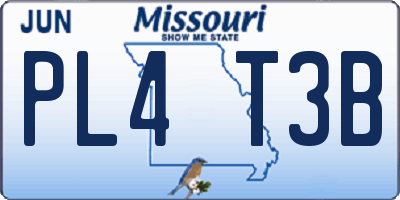 MO license plate PL4T3B