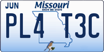 MO license plate PL4T3C
