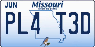 MO license plate PL4T3D