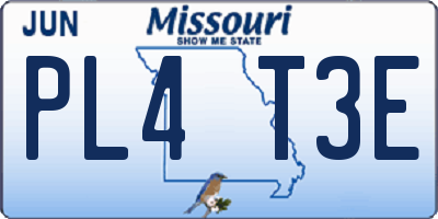 MO license plate PL4T3E