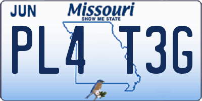 MO license plate PL4T3G