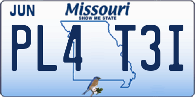 MO license plate PL4T3I
