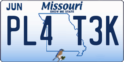 MO license plate PL4T3K