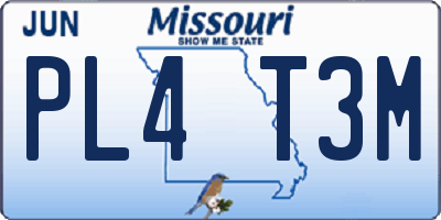 MO license plate PL4T3M