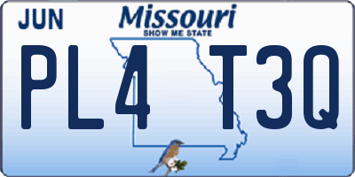 MO license plate PL4T3Q