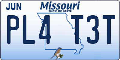 MO license plate PL4T3T