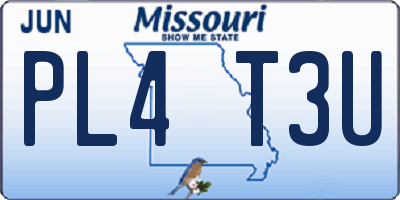 MO license plate PL4T3U