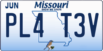 MO license plate PL4T3V