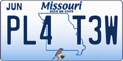 MO license plate PL4T3W