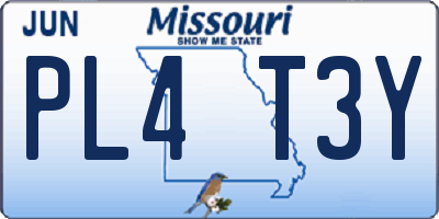 MO license plate PL4T3Y