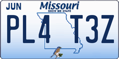 MO license plate PL4T3Z