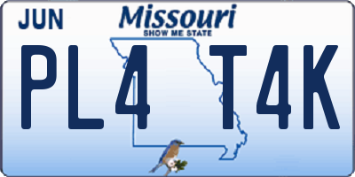MO license plate PL4T4K