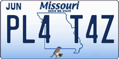 MO license plate PL4T4Z