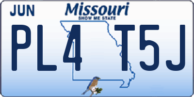 MO license plate PL4T5J