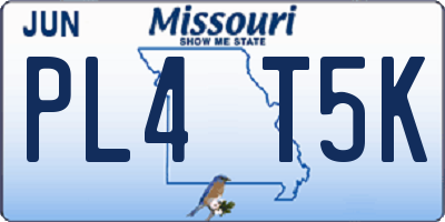 MO license plate PL4T5K
